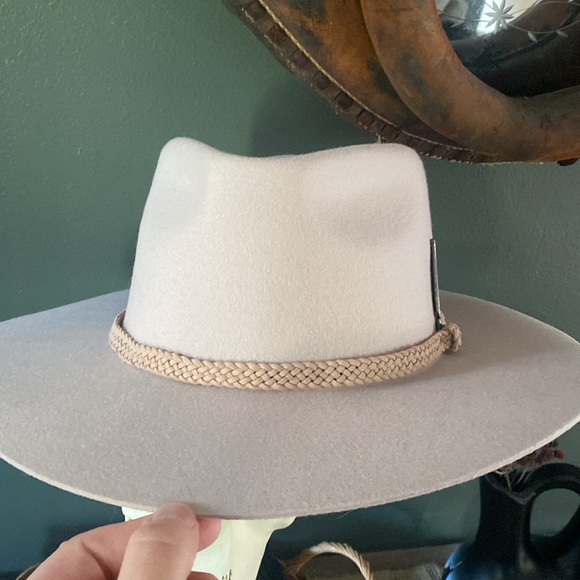 Zertrue Brown Feather Band Wide Brim Rancher Western Style Hat Wool - Picture 3 of 5